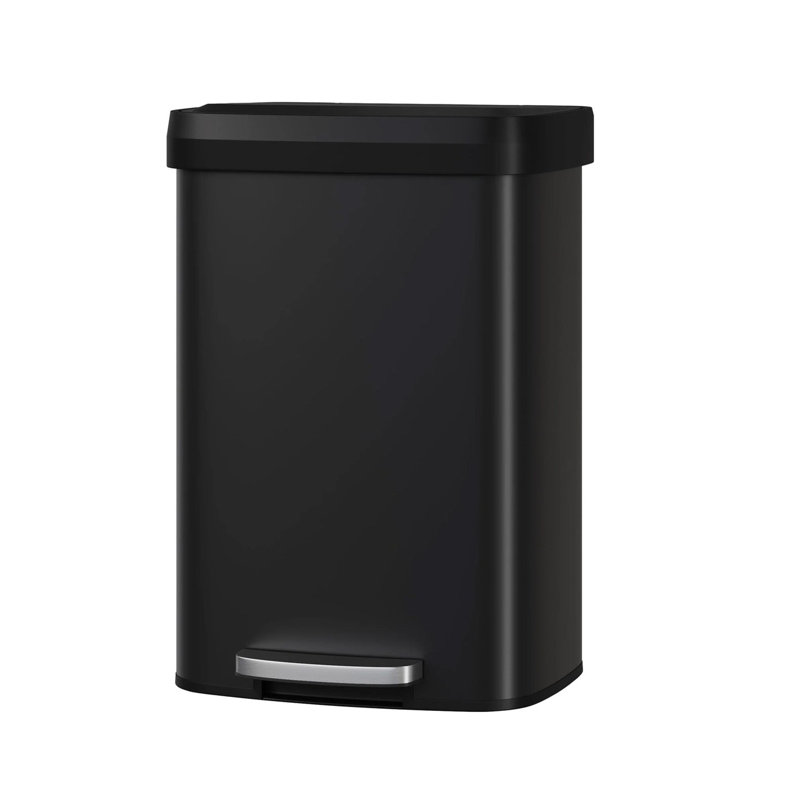 Garvee Cubo de Basura de Pie 50L con Tapa de Cierre Suave, Inoxidable para Cocina y Comedor, Compacto, Negro