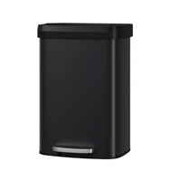 Garvee Cubo de Basura de Pie 50L con Tapa de Cierre Suave, Inoxidable para Cocina y Comedor, Compacto, Negro
