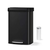 Garvee Cubo de Basura de Pie 50L con Tapa de Cierre Suave, Inoxidable para Cocina y Comedor, Compacto, Negro - Negro