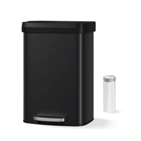 Garvee Cubo de Basura de Pie 50L con Tapa de Cierre Suave, Inoxidable para Cocina y Comedor, Compacto, Negro