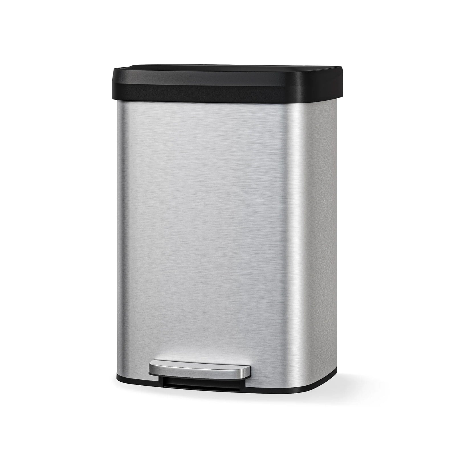 Garvee Cubo de Basura de Acero Inoxidable 410 de 49 Litros con Pedal Industrial, Tapa de Cierre Suave y Acabado Antihuellas, para Cocina, Acero Inoxidable