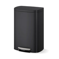 Garvee Cubo de Basura de 50 Litros de Acero Inoxidable con Pedal Industrial, Tapa de Cierre Suave y Cubo Interior Extraíble, para Cocina y Oficina, Negro
