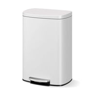 Garvee Cubo de Basura de 50 Litros 13 Galones con Pedal Acero Inoxidable Antihuellas y Tapa de Cierre Suave Blanco