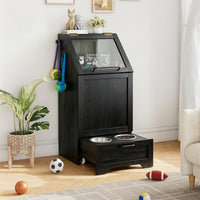 Garvee Mueble Alimentador para Perros con Contenedor de Comida, Armario de Almacenamiento de Madera con Comedero Inferior, Negro
