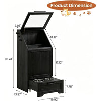 Garvee Mueble Alimentador para Perros con Contenedor de Comida, Armario de Almacenamiento de Madera con Comedero Inferior, Negro