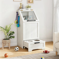 Garvee Mueble Alimentador para Perros con Contenedor de Comida, Armario de Almacenamiento de Madera con Comedero Inferior, Blanco