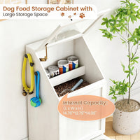Garvee Mueble Alimentador para Perros con Contenedor de Comida, Armario de Almacenamiento de Madera con Comedero Inferior, Blanco