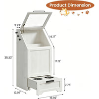 Garvee Mueble Alimentador para Perros con Contenedor de Comida, Armario de Almacenamiento de Madera con Comedero Inferior, Blanco