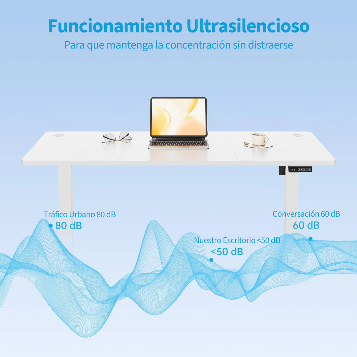 Garvee Escritorio Eléctrico Ajustable en Altura de 140 cm con Control de Memoria Digital, Estructura Robusta para Oficina y Estudio, Blanco