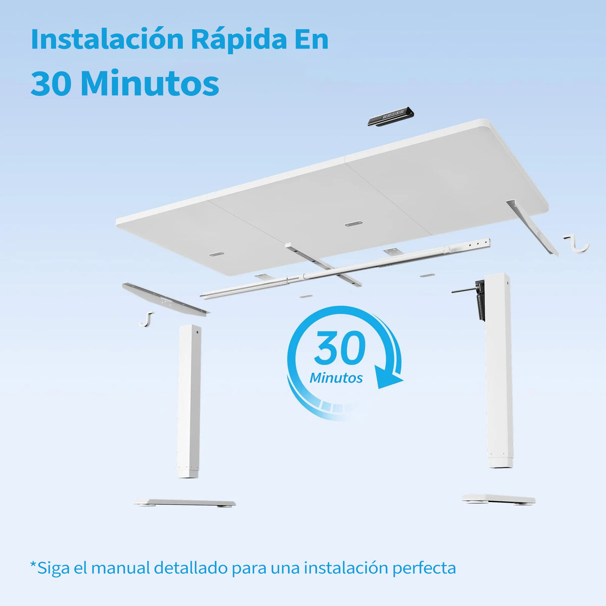 Garvee Escritorio Eléctrico Ajustable en Altura de 140 cm con Control de Memoria Digital, Estructura Robusta para Oficina y Estudio, Blanco