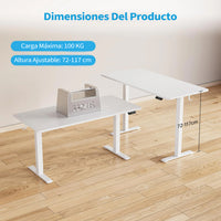 Garvee Escritorio Eléctrico Ajustable en Altura de 140 cm con Control de Memoria Digital, Estructura Robusta para Oficina y Estudio, Blanco