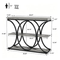 Garvee Mesa Consola Industrial de 99 cm, 3 Estantes, Estructura Metálica Circular, Madera de Ingeniería, para Entrada y Salón, Gris