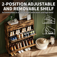 Garvee Zapatero Estrecho de Entrada con 2 Puertas Abatibles y 1 Cajón, Mueble Organizador de Zapatos de Madera MDF, Madera Rústica