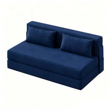 Garvee Sofá Cama Plegable de 4 Posiciones con Respaldo Ajustable y Cojín, Espuma de Alta Densidad, Funda de Pana Desmontable, 80x60x6 Pulgadas, Azul Marino
