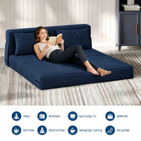 Garvee Sofá Cama Plegable de 4 Posiciones con Respaldo Ajustable y Cojín, Espuma de Alta Densidad, Funda de Pana Desmontable, 80x60x6 Pulgadas, Azul Marino