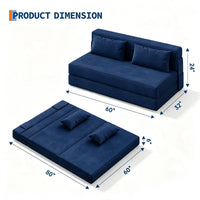 Garvee Sofá Cama Plegable de 4 Posiciones con Respaldo Ajustable y Cojín, Espuma de Alta Densidad, Funda de Pana Desmontable, 80x60x6 Pulgadas, Azul Marino