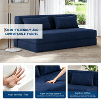 Garvee Sofá Cama Plegable de 4 Posiciones con Respaldo Ajustable y Cojín, Espuma de Alta Densidad, Funda de Pana Desmontable, 80x60x6 Pulgadas, Azul Marino