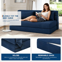 Garvee Sofá Cama Plegable de 4 Posiciones con Respaldo Ajustable y Cojín, Espuma de Alta Densidad, Funda de Pana Desmontable, 80x60x6 Pulgadas, Azul Marino