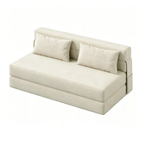 Garvee Sofá Cama Plegable 4 en 1 con Espuma Viscoelástica, Respaldo Ergonómico y Funda Lavable, Tapizado en Lino, para Sala y Habitación de Invitados, Beige