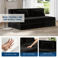 Garvee Sofá Cama Plegable de 4 Posiciones con Respaldo Ajustable y Cojín Espuma de Alta Densidad Funda de Pana Desmontable 80x60x6 Pulgadas Negro