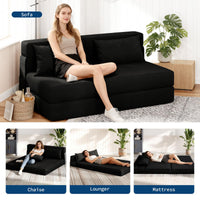 Garvee Sofá Cama Plegable de 4 Posiciones con Respaldo Ajustable y Cojín Espuma de Alta Densidad Funda de Pana Desmontable 80x60x6 Pulgadas Negro