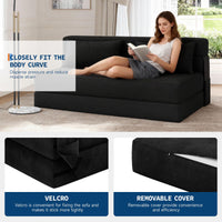 Garvee Sofá Cama Plegable de 4 Posiciones con Respaldo Ajustable y Cojín Espuma de Alta Densidad Funda de Pana Desmontable 80x60x6 Pulgadas Negro