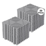 Garvee Alfombrilla de Drenaje Entrelazada de 300 x 300 mm, 50 Alfombrillas de PVC Suave Antideslizante, Baldosas Interconectables para Suelo, Baño, Piscina y Zonas Húmedas, Gris - Gris