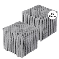 Garvee Alfombrilla de Drenaje Entrelazada de 300 x 300 mm, 50 Alfombrillas de PVC Suave Antideslizante, Baldosas Interconectables para Suelo, Baño, Piscina y Zonas Húmedas, Gris