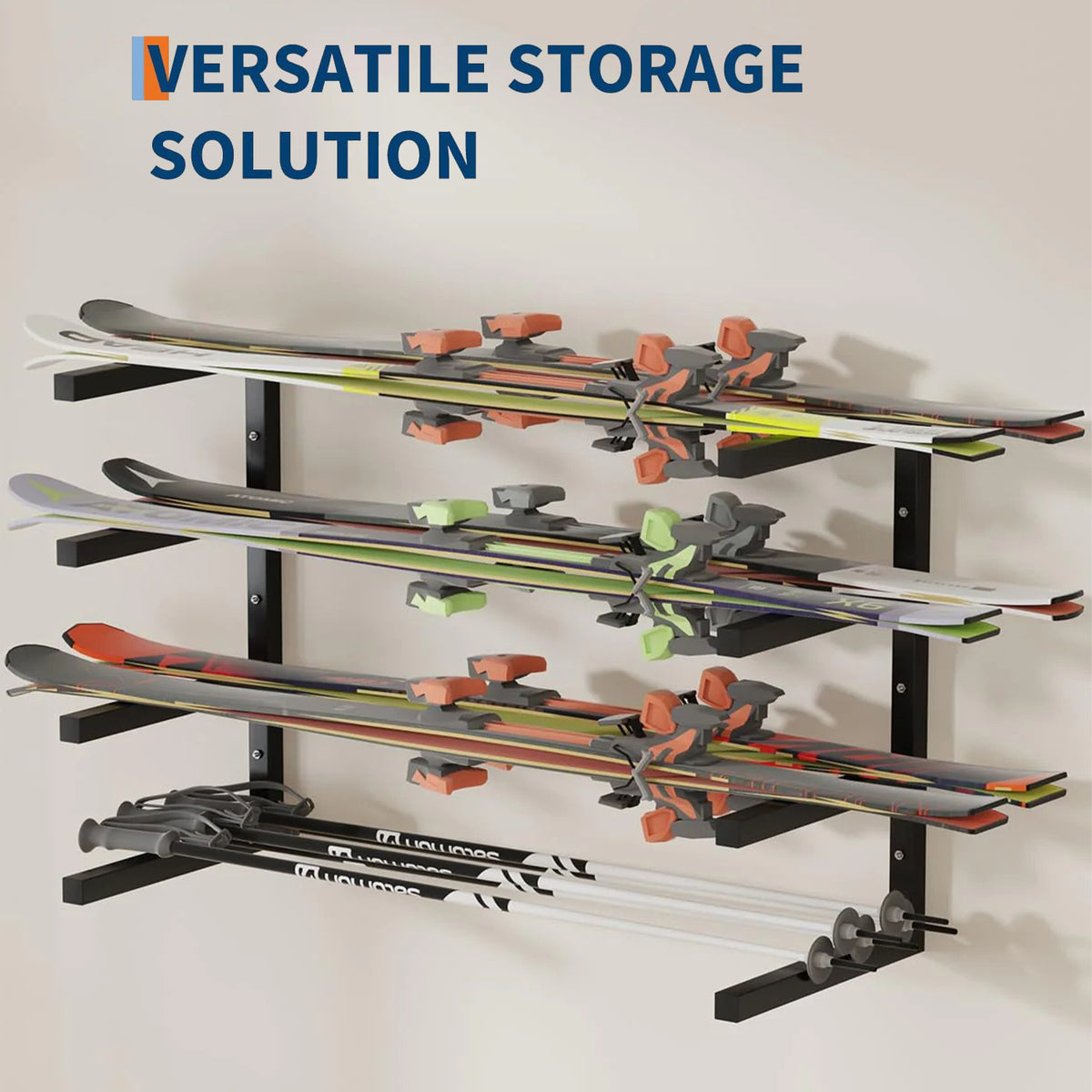 Garvee Juego de 2 Estantes para Madera de 4 Niveles, Organizador de Pared de Acero Resistente para Taller y Garaje, Capacidad 360 kg Negro