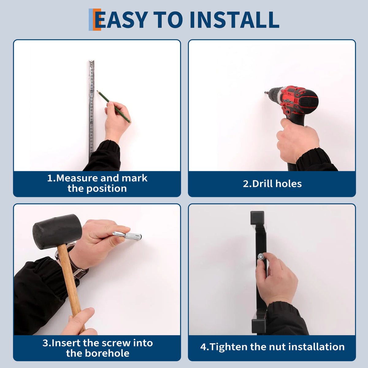 Garvee Juego de 2 Estantes para Madera de 4 Niveles, Organizador de Pared de Acero Resistente para Taller y Garaje, Capacidad 360 kg Negro