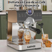 Garvee Máquina De Expreso Semiautomática CM5712-CB, Estilo Italiano, Operación Por Presión, Compacta y Gris, para Hogar y Cocina