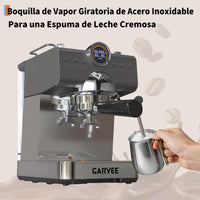 Garvee Máquina De Expreso Semiautomática CM5712-CB, Estilo Italiano, Operación Por Presión, Compacta y Gris, para Hogar y Cocina