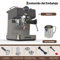 Garvee Máquina De Expreso Semiautomática CM5712-CB, Estilo Italiano, Operación Por Presión, Compacta y Gris, para Hogar y Cocina