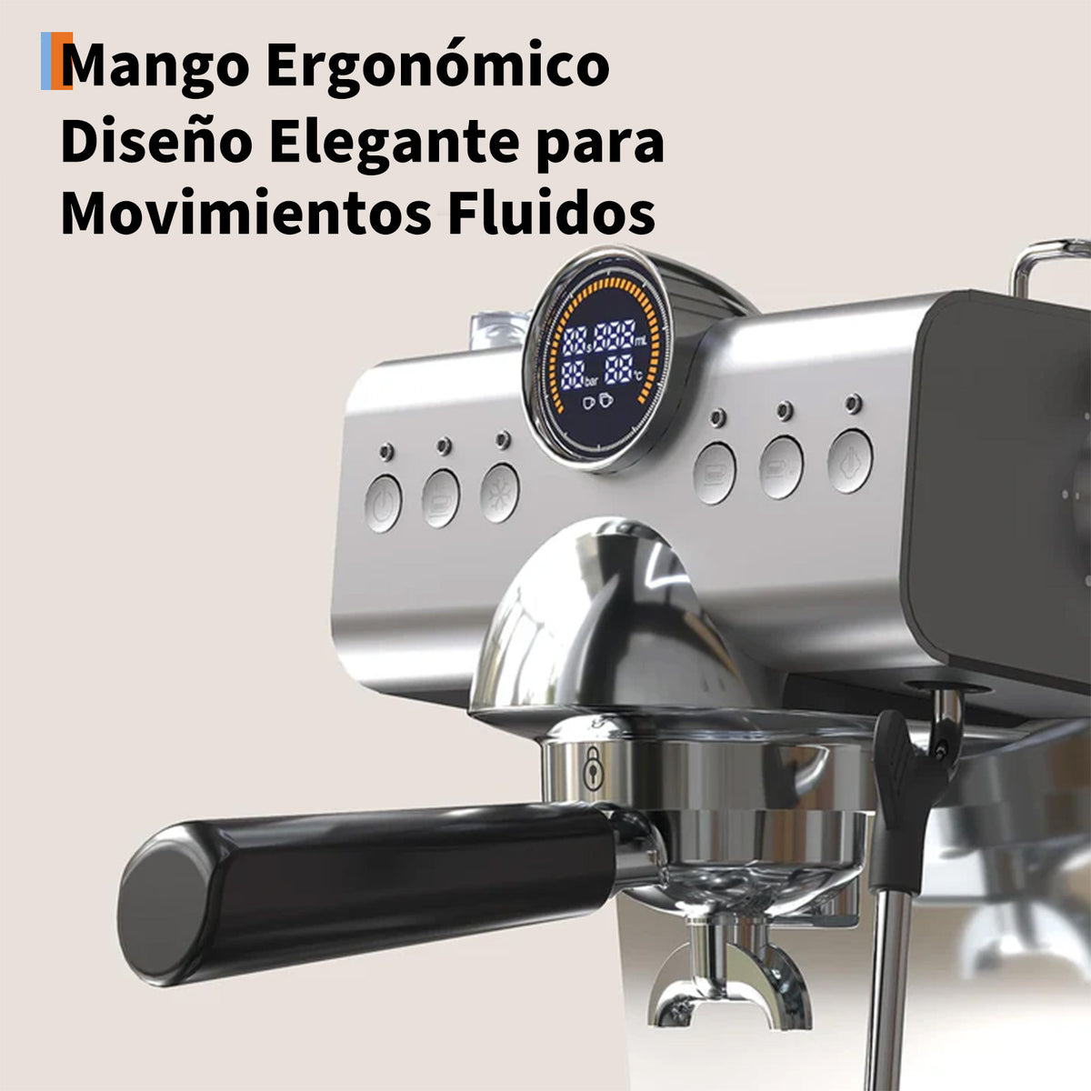 Garvee Máquina De Expreso Semiautomática CM5712-CB, Estilo Italiano, Operación Por Presión, Compacta y Gris, para Hogar y Cocina