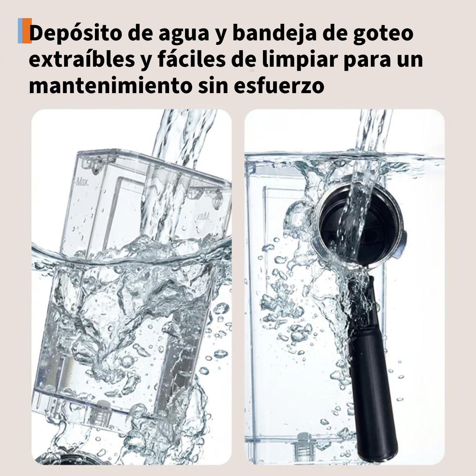 Garvee Máquina De Expreso Con Portafiltros 20 Bar, 1200W Con Termobloque, Acero Inoxidable SUS304, Depósito 1,7L, Compacta, para Cocina Pequeña, Plateada