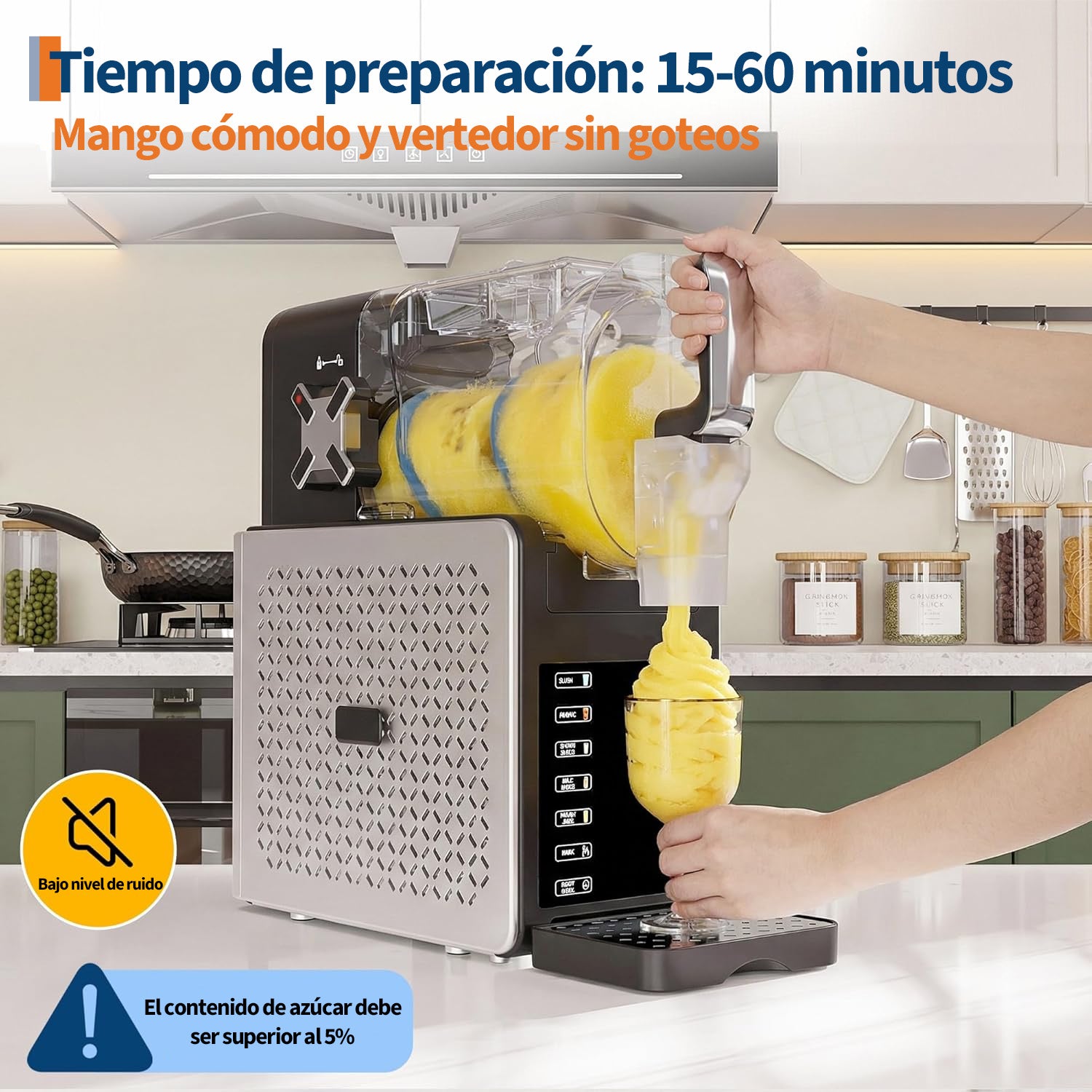 Garvee Máquina de Granizados y Sorbete 1,9L - Granizadora Doméstica Profesional de 5 Programas para Cocina, Fiestas y Cócteles - Preparación Rápida RapidChill
