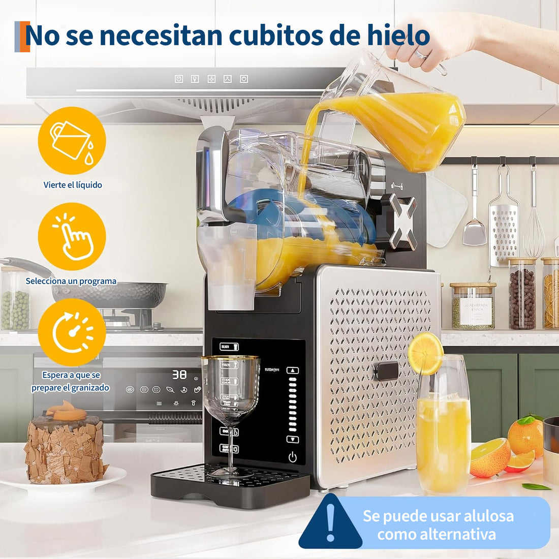 Garvee Máquina de Granizados FS-201 para Frappés, Margaritas y Batidos, Tanque Único, Diseño Compacto ABS, Enchufe EU, Negro