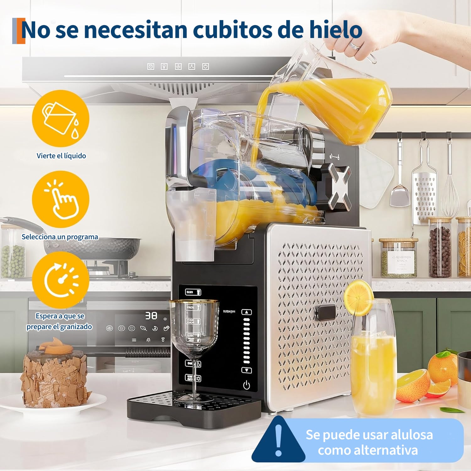 Garvee Máquina de Granizados y Sorbete 1,9L - Granizadora Doméstica Profesional de 5 Programas para Cocina, Fiestas y Cócteles - Preparación Rápida RapidChill