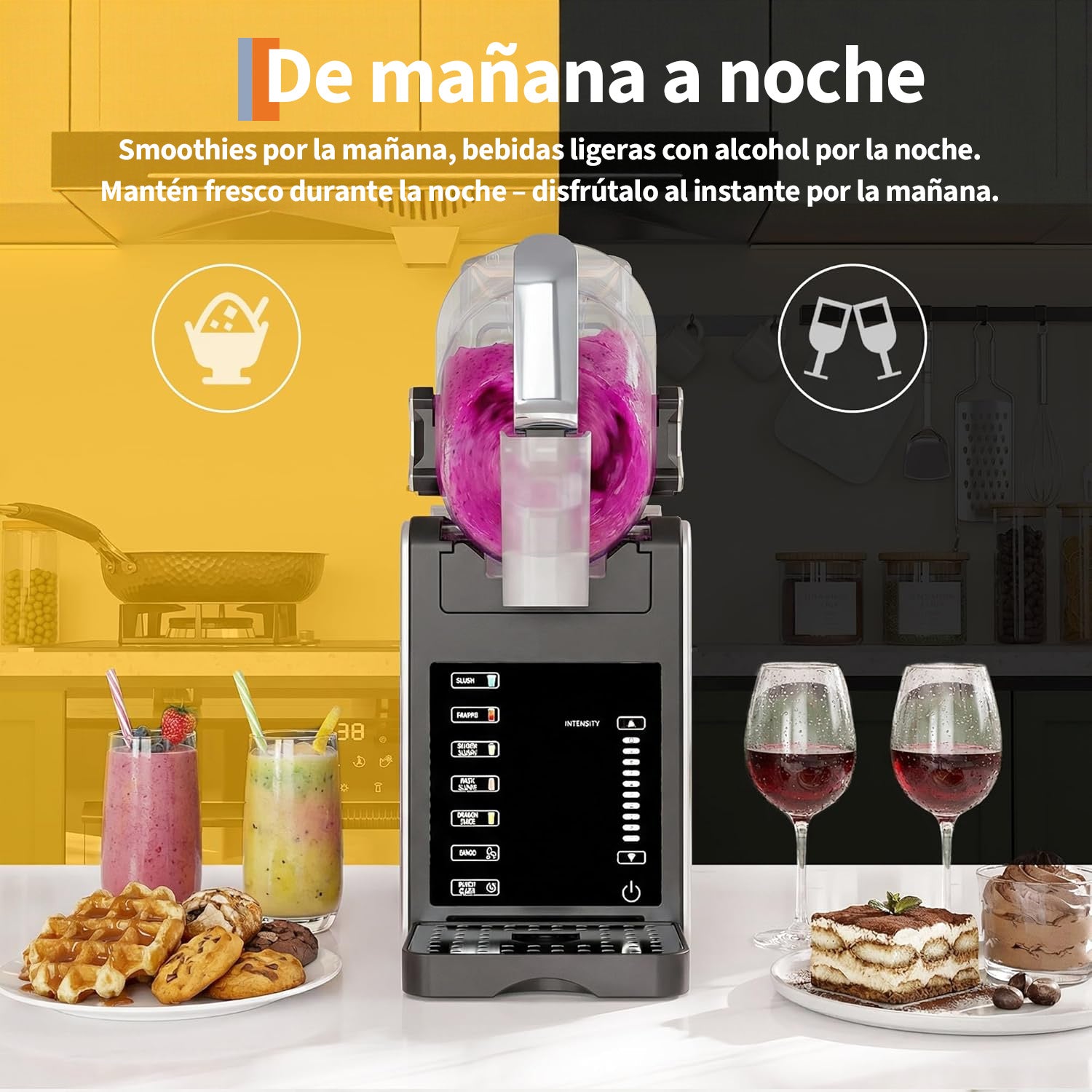 Garvee Máquina de Granizados y Sorbete 1,9L - Granizadora Doméstica Profesional de 5 Programas para Cocina, Fiestas y Cócteles - Preparación Rápida RapidChill