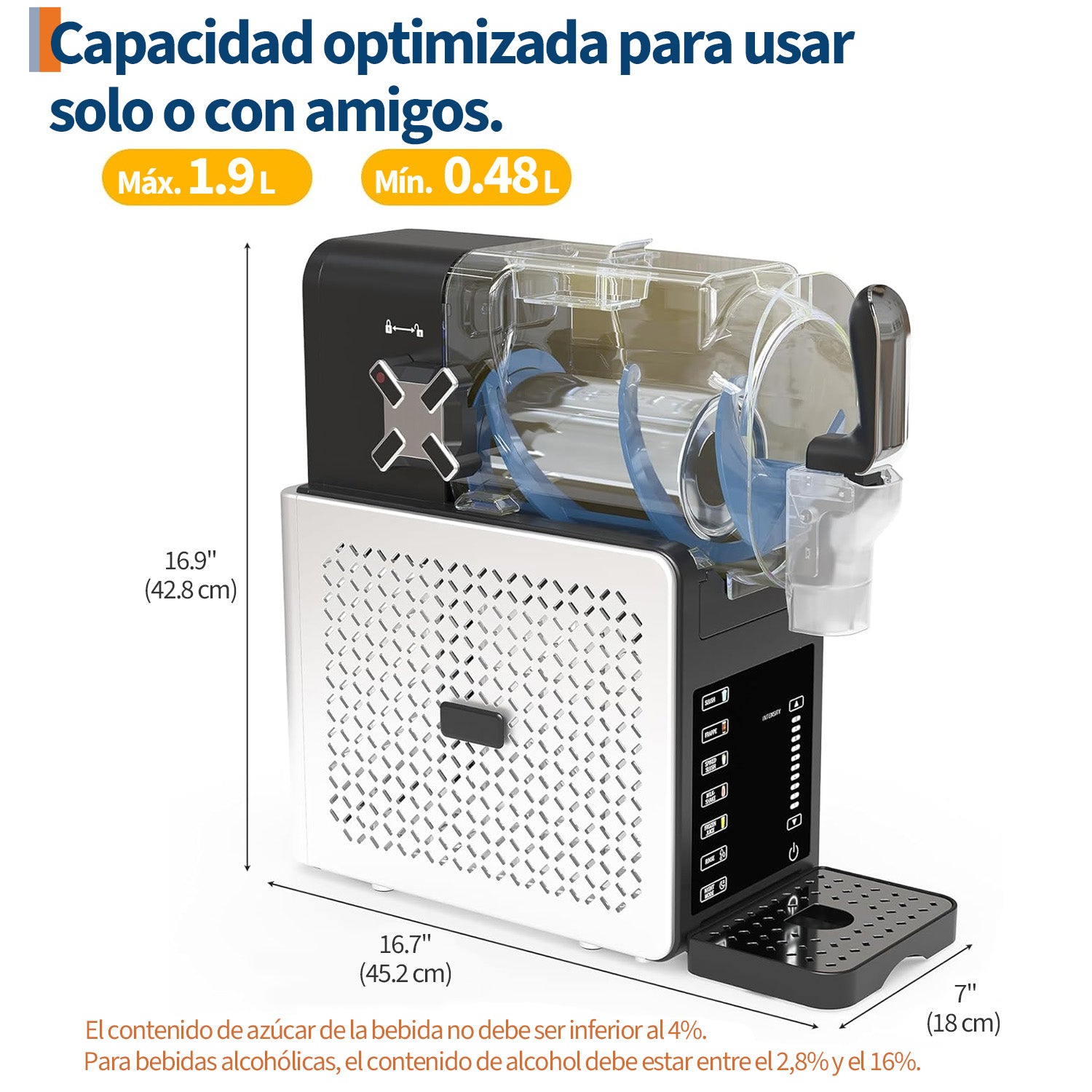 Garvee Máquina de Granizados y Sorbete 1,9L - Granizadora Doméstica Profesional de 5 Programas para Cocina, Fiestas y Cócteles - Preparación Rápida RapidChill