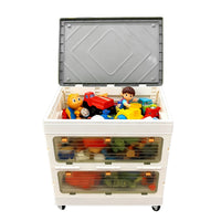 Garvee Caja De Almacenamiento Plegable 135L Con Ruedas Y Tapa, Plástico PP, Apilable, Estable Y Duradera Para Dormitorio Y Oficina, Azul