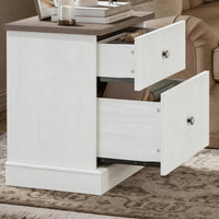 Garvee Mesita de Noche Moderna de 61 cm con 2 Cajones y Diseño Acanalado de MDF para Dormitorio Blanco Marrón