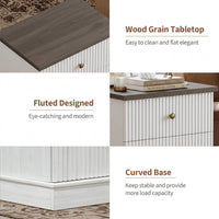 Garvee Mesita de Noche Moderna de 61 cm con 2 Cajones y Diseño Acanalado de MDF para Dormitorio Blanco Marrón