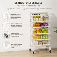 Garvee Carro Estrecho Organizador de 5 Niveles con Cajones, Estructura de Hierro, para Cocina, Salón o Balcón, Blanco