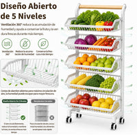 Garvee Carro Estrecho Organizador de 5 Niveles con Cajones, Estructura de Hierro, para Cocina, Salón o Balcón, Blanco