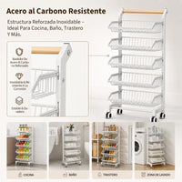 Garvee Carro Estrecho Organizador de 5 Niveles con Cajones, Estructura de Hierro, para Cocina, Salón o Balcón, Blanco