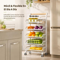 Garvee Carro Estrecho Organizador de 5 Niveles con Cajones, Estructura de Hierro, para Cocina, Salón o Balcón, Blanco