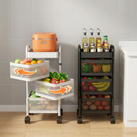 Garvee Carro Organizador Multiuso de 3 Niveles con Ruedas Carrito Auxiliar Cuadrado de Acero al Carbono para Cocina Baño y Oficina Blanco