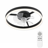 Garvee Ventilador de Techo con Luz LED de 50cm, Motor DC Silencioso de 36W y 6 Velocidades, Lámpara Ventilador de Techo para Dormitorio y Salón - Negro
