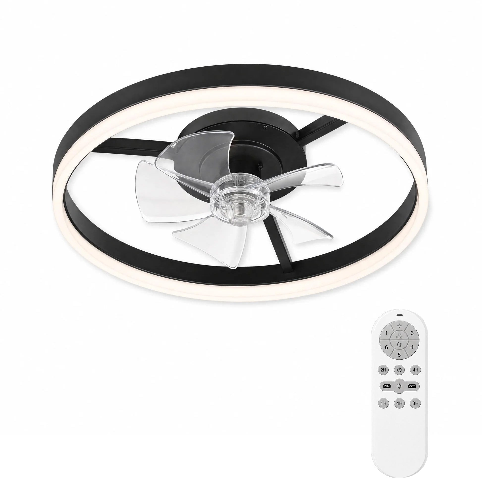 Garvee Ventilador de Techo con Luz LED de 50cm, Motor DC Silencioso de 36W y 6 Velocidades, Lámpara Ventilador de Techo para Dormitorio y Salón
